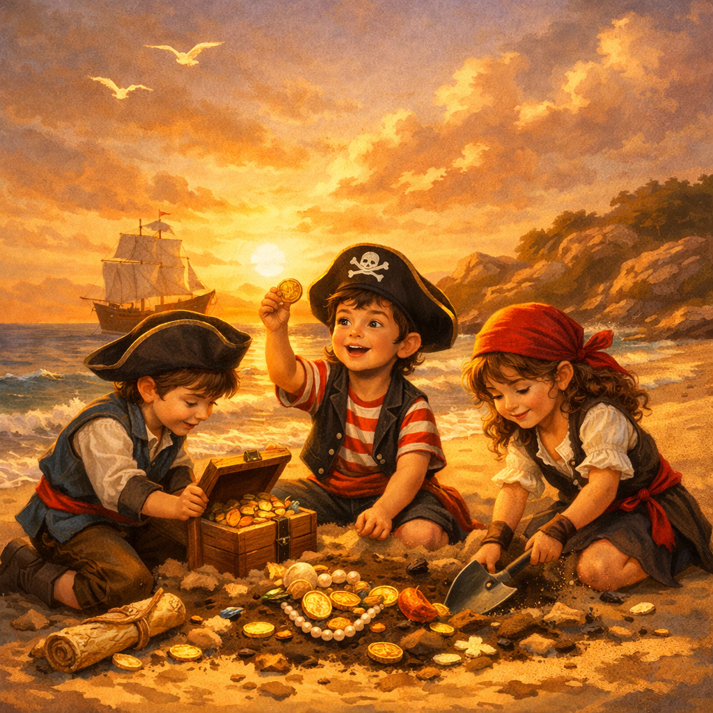 Pirate family digging
