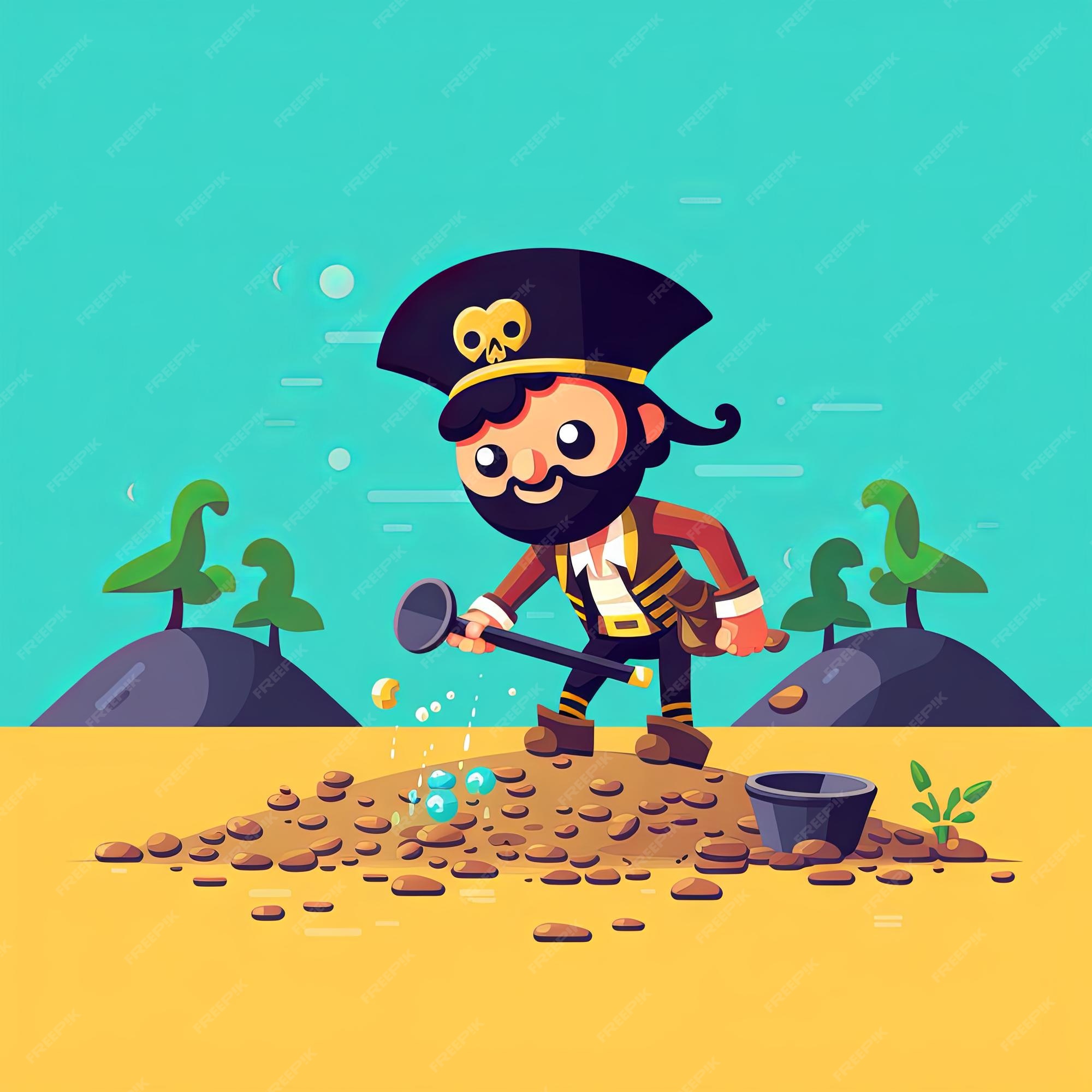 Pirate digging cartoon